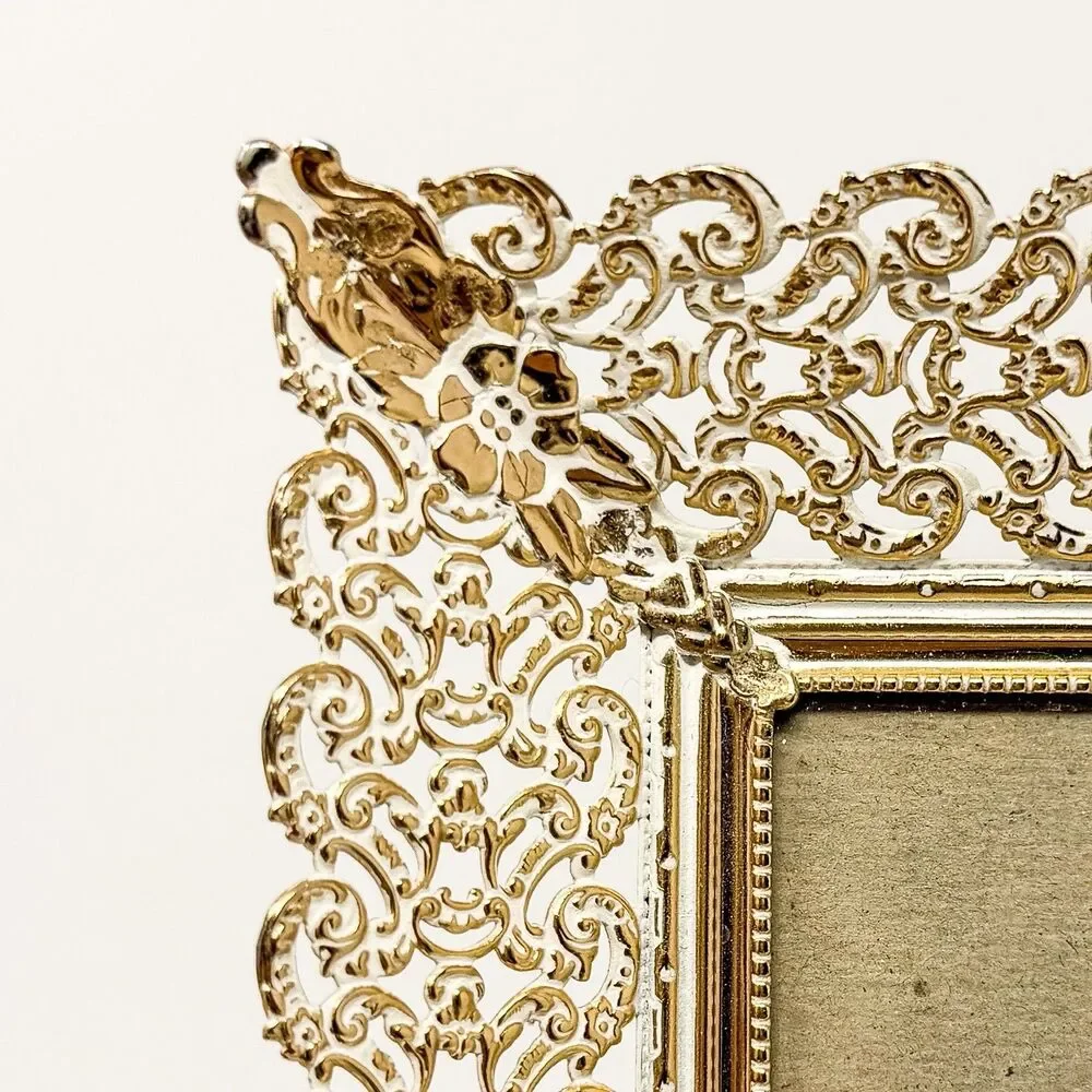 Vintage Hollywood Regency Gold Tone Filigree Metal Picture Frame 8x10